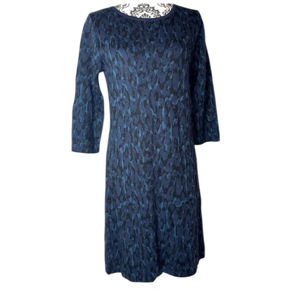 Chiaramente Blue & Black Sweater Dress Made in Italy